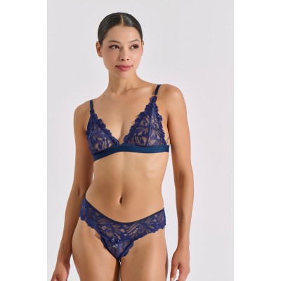 Δαντελένιο Bralette Τριγωνάκι - Μπλε (010212-Μπλε)