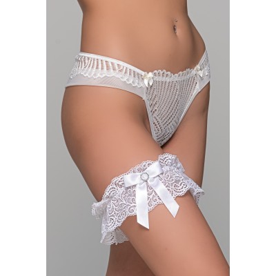 Νυφική Δαντελένια Καλτσοδέτα - Λευκό (001104-Λευκό)