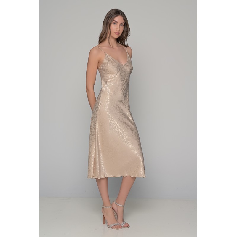 Midi Σατέν Slip Dress ΔΩΡΟ το String - Μπεζ (003434-Μπεζ) Midi Σατέν Slip Dress ΔΩΡΟ το String - Μπεζ (003434-Μπεζ)