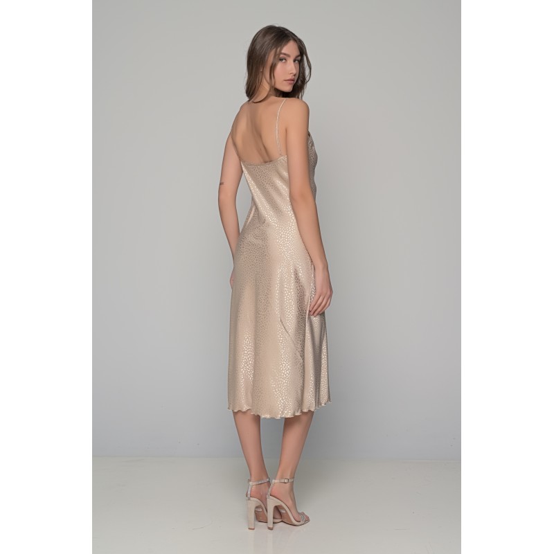 Midi Σατέν Slip Dress ΔΩΡΟ το String - Μπεζ (003434-Μπεζ) Midi Σατέν Slip Dress ΔΩΡΟ το String - Μπεζ (003434-Μπεζ)
