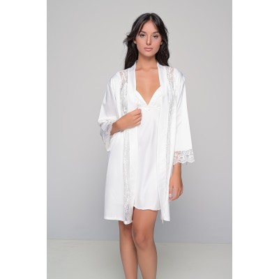 Νυφικό Σατέν Σετ Νυχτικό και Ρόμπα - Ιβουάρ (Set3443_5421-Ιβουάρ)