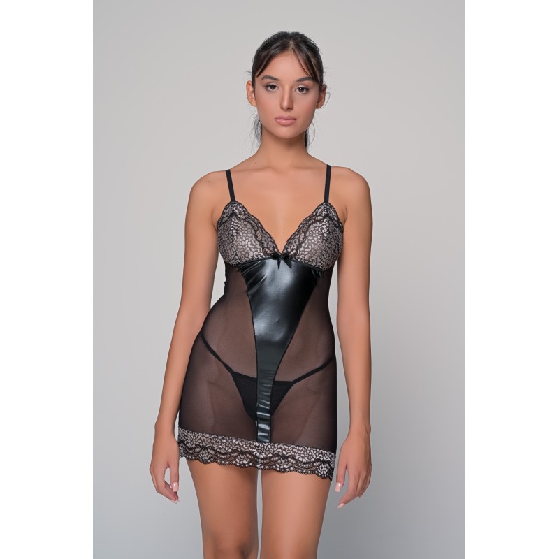 Διάφανο Νυχτικάκι Σετ με String - Μαύρο (003447-Μαύρο) Διάφανο Νυχτικάκι Σετ με String - Μαύρο (003447-Μαύρο)