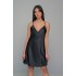 Σατέν Nightdress Σετ με String - Μαύρο (003448-Μαύρο)