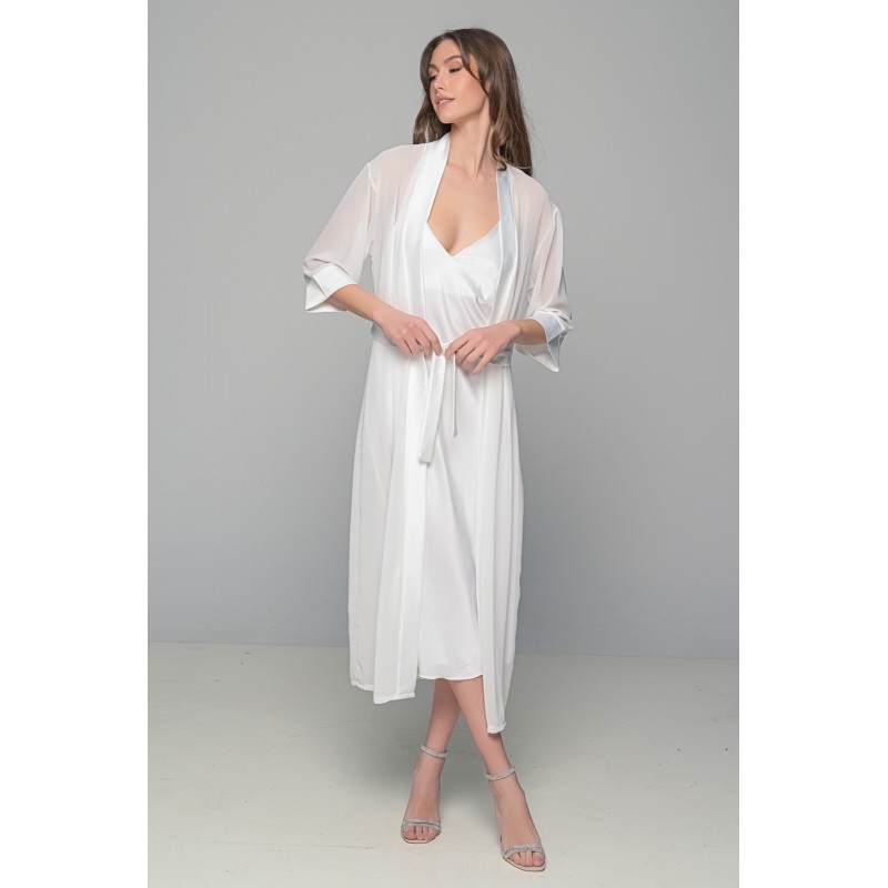 Μάξι Νυφική Ρόμπα Μουσελίνα - Ιβουάρ (005368-Ιβουάρ)