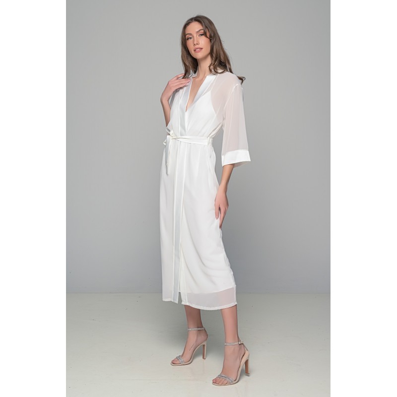 Μάξι Νυφική Ρόμπα Μουσελίνα - Ιβουάρ (005368-Ιβουάρ)