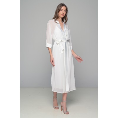 Μάξι Νυφική Ρόμπα Μουσελίνα - Ιβουάρ (005368-Ιβουάρ)