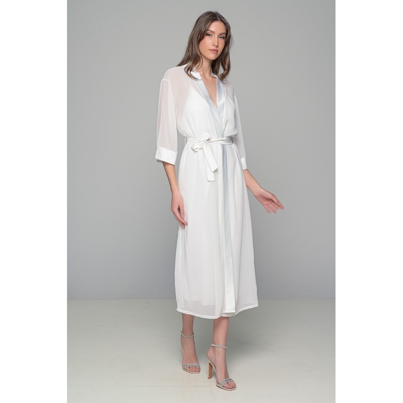 Μάξι Νυφική Ρόμπα Μουσελίνα - Ιβουάρ (005368-Ιβουάρ)