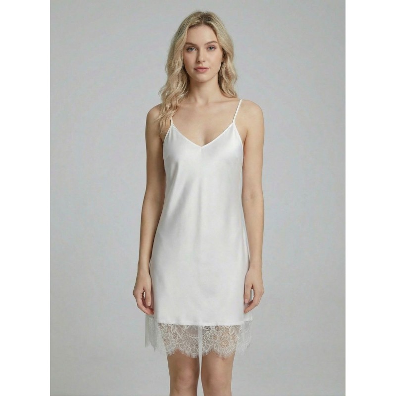 Νυφικό Σατέν Νυχτικάκι Σετ με String - Ιβουάρ (003465-Ιβουάρ)