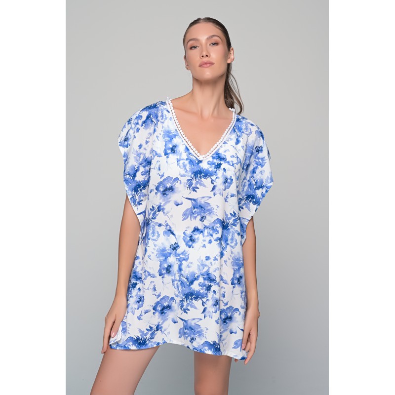 Καφτάνι Rayon - Λευκό-μπλε (040299-Λευκό-μπλε)
