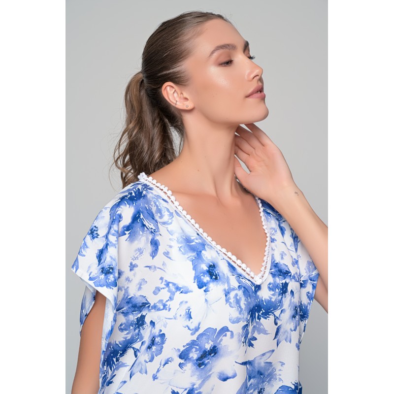 Καφτάνι Rayon - Λευκό-μπλε (040299-Λευκό-μπλε)