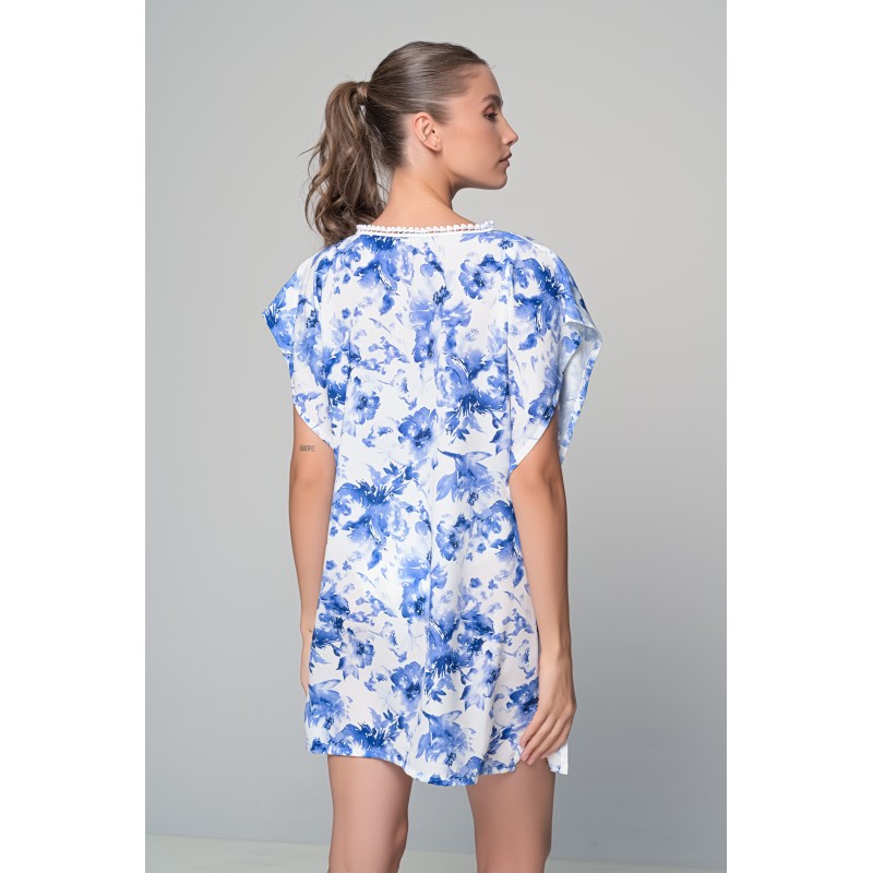 Καφτάνι Rayon - Λευκό-μπλε (040299-Λευκό-μπλε)