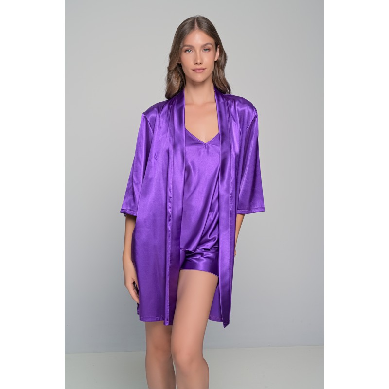 Σετ Σατέν Εσωρούχων Babydoll και Ρόμπα - Μωβ (Set4176_5220-Μωβ) Σετ Σατέν Εσωρούχων Babydoll και Ρόμπα - Μωβ (Set4176_5220-Μωβ)