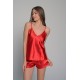 Σατέν Babydoll με Σόρτς - Κόκκινο (004176-Κόκκινο)