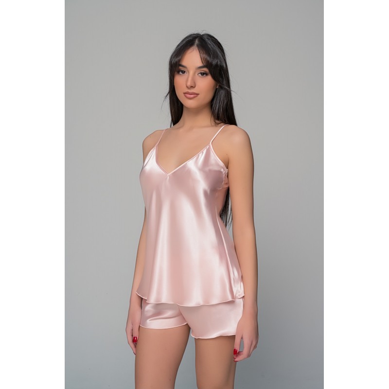 Babydoll με Σορτς Σατεν - Ροζ (004176-Ροζ)