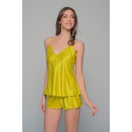 Babydoll με Σορτς Σατεν Ζακάρ - Lemon (004189-Lemon)