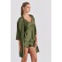 Σετ Σατέν Εσωρούχων Babydoll + Ρόμπα - Λαδί (Set4189-5369-Λαδί)