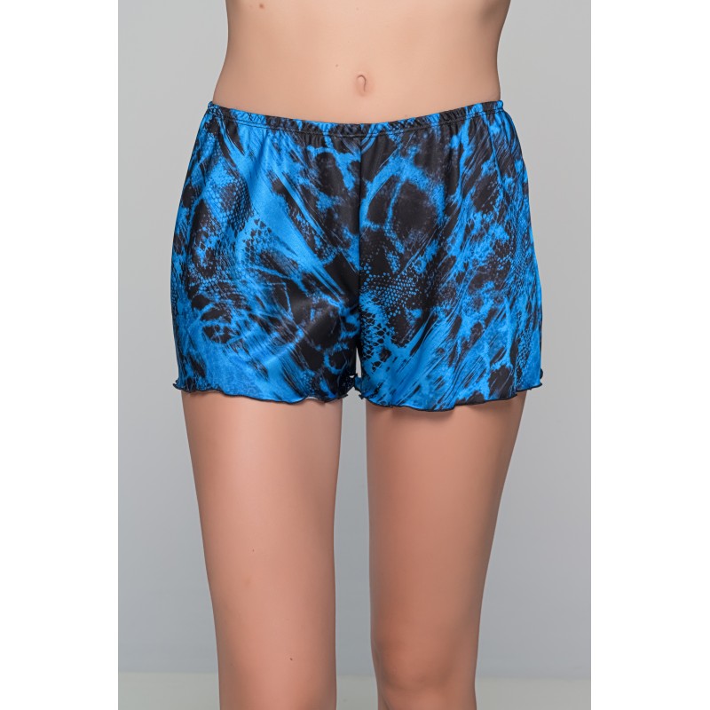 Babydoll με Σορτς Σατεν-Μπλε-μαύρο (004193-Μπλε-μαύρο)