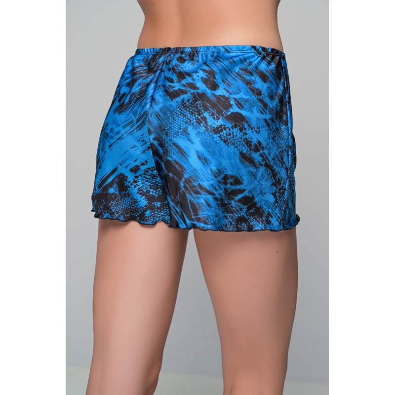 Babydoll με Σορτς Σατεν-Μπλε-μαύρο (004193-Μπλε-μαύρο)