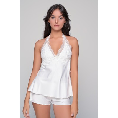 Νυφικό Babydoll Σατέν με Σορτς -Ιβουάρ (004195-Ιβουάρ)