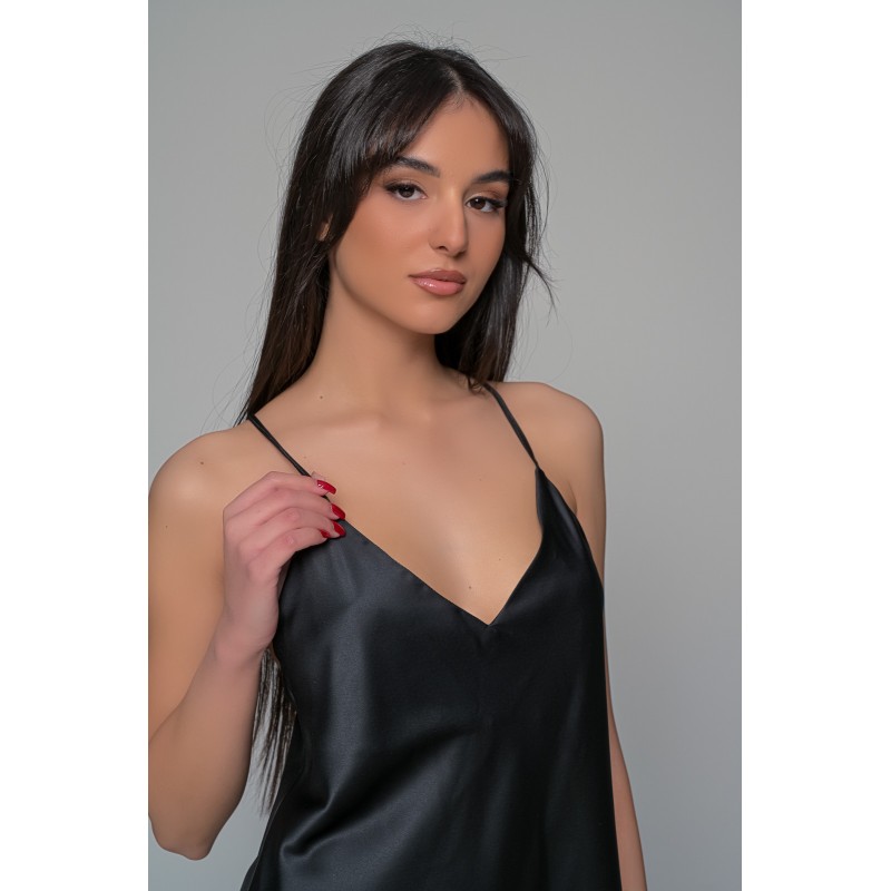 Σατεν Babydoll με Σορτς - Μαύρο (004198-Μαύρο) Σατεν Babydoll με Σορτς - Μαύρο (004198-Μαύρο)