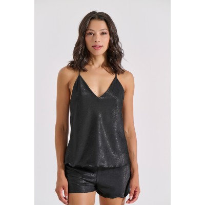 Babydoll με Σορτς σε Σατέν Ζακάρ - Μαύρο (004205-Μαύρο)