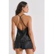 Babydoll με Σορτς σε Σατέν Ζακάρ - Μαύρο (004205-Μαύρο)