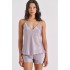 Babydoll με Σορτς σε Σατέν Ζακάρ - Ασημί (004205-Ασημί)