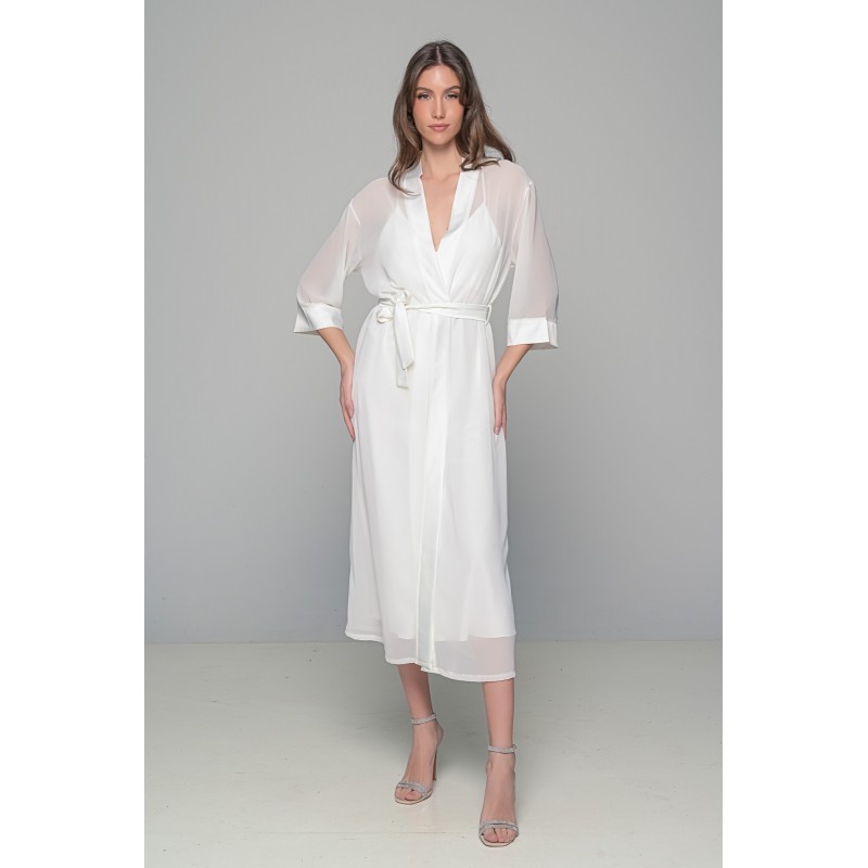 Μάξι Νυφική Ρόμπα Μουσελίνα - Ιβουάρ (005368-Ιβουάρ)