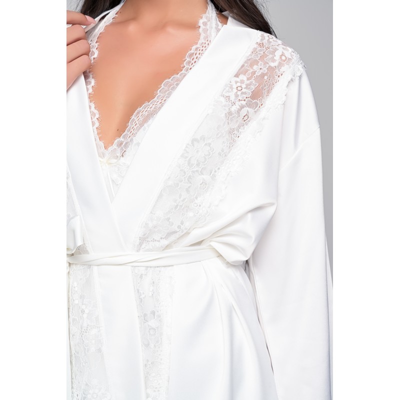 Νυφική Σατέν Ρόμπα με Δαντέλα - Ιβουάρ (005421-Ιβουάρ)