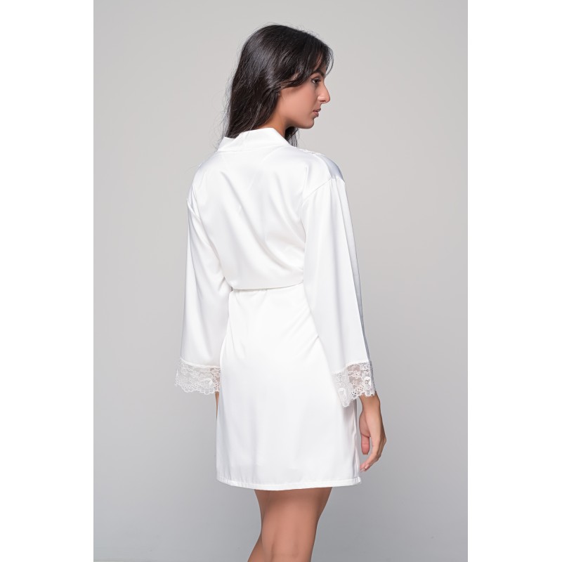 Νυφική Σατέν Ρόμπα με Δαντέλα - Ιβουάρ (005421-Ιβουάρ)