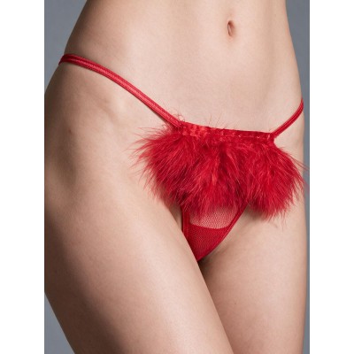 Διχτυωτό G-string με Γουνάκι - Κόκκινο (060122-Κόκκινο)