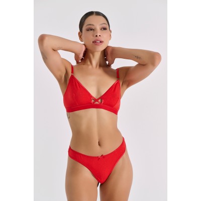 G-string Ιριδίζουσα Λύκρα - Κόκκινο (006918-Κόκκινο)