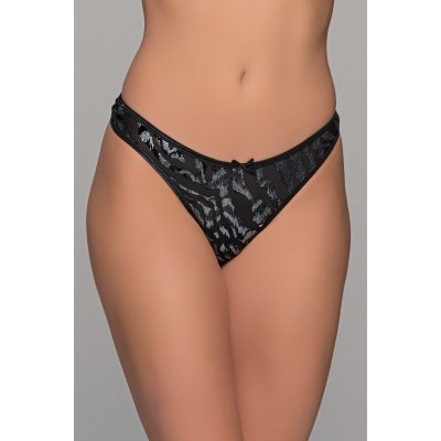 G-string Τούλι και Βελούδο - Μαύρο-ασημί (006924-Μαύρο-ασημί)