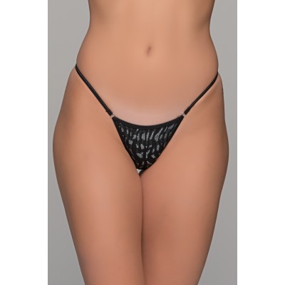 Micro G-string Τούλι και Βελούδο - Μαύρο-ασημί (006947-Μαύρο-ασημί)