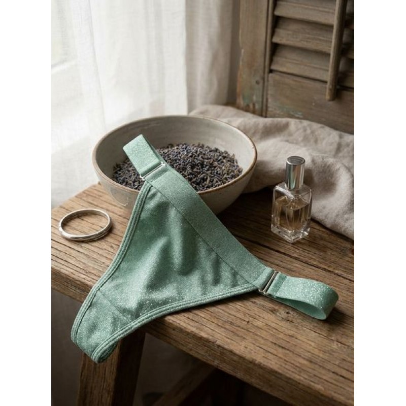 G-string Γυαλιστερή Λύκρα με Φαρδύ Λάστιχο - Aqua (006964-Aqua)