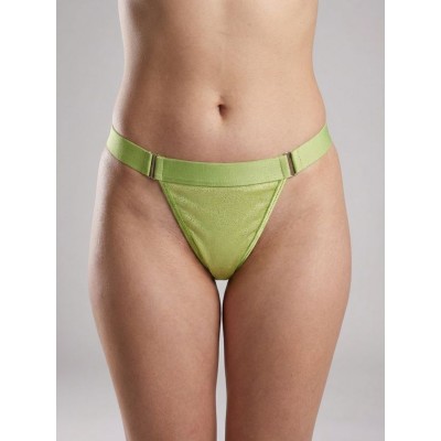 G-string Γυαλιστερή Λύκρα με Φαρδύ Λάστιχο - Λαϊμ (006964-Λαϊμ)
