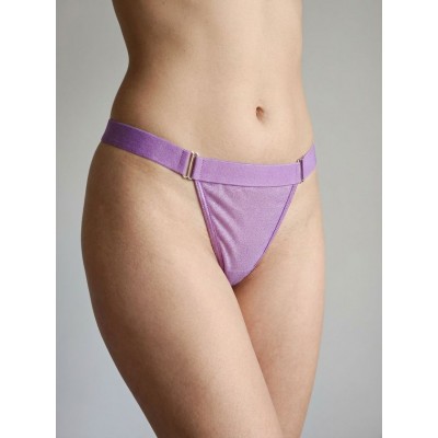 G-string Γυαλιστερή Λύκρα με Φαρδύ Λάστιχο - Λιλά (006964-Λιλά)