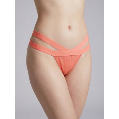 G-string Γυαλιστερή Λύκρα με Φαρδιά Λάστιχα - Κοραλί (006965-Κοραλί)