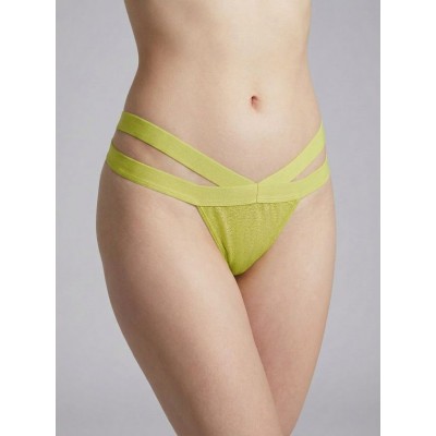 G-string Γυαλιστερή Λύκρα με Φαρδιά Λάστιχα - Λάϊμ (006965-Λαϊμ)