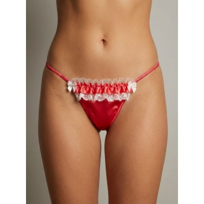 T-string Σατέν με Διακοσμητική Τρέσσα - Κοραλί (006972-Κοραλί)
