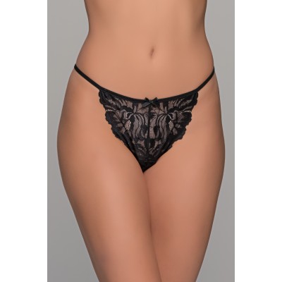Ψηλόμεσο Tanga String Δαντέλα - Μαύρο (007740-Μαύρο)