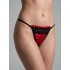 Σατέν Tanga String με Δαντέλα - Κόκκινο-μαύρο (007770-Κόκκινο-μαύρο)