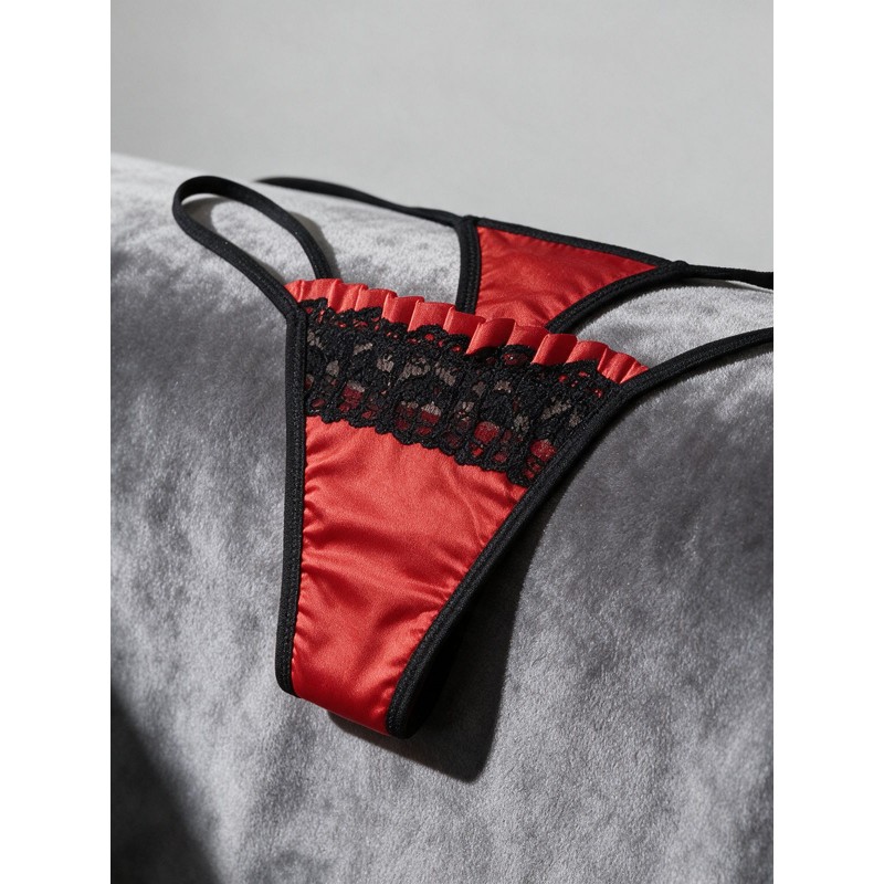 Σατέν Tanga String με Δαντέλα - Κόκκινο-μαύρο (007770-Κόκκινο-μαύρο) Σατέν Tanga String με Δαντέλα - Κόκκινο-μαύρο (007770-Κόκκινο-μαύρο)