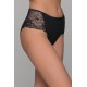 Ψηλόμεσο Σλιπ Μπικίνι  Ύφασμα Ριπ και Δαντέλα - Μπεζ (008499-Μαύρο)
