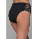 Ψηλόμεσο Σλιπ Μπικίνι  Ύφασμα Ριπ και Δαντέλα - Μπεζ (008499-Μαύρο)