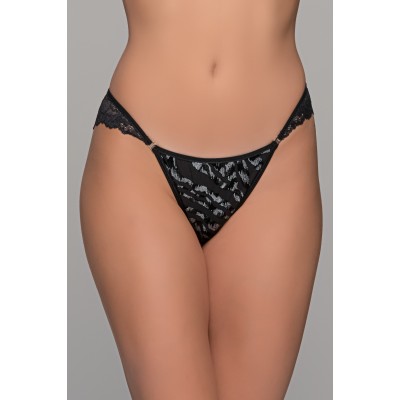 Brazilian Σλιπ Δαντέλα και Τούλι – Μαύρο-ασημί (008512-Μαύρο-ασημί)