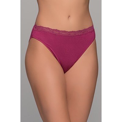 Ψηλόμεσο Σλιπ Bamboo με Δαντελάκι - Μπορντό (008520-Μπορντό)