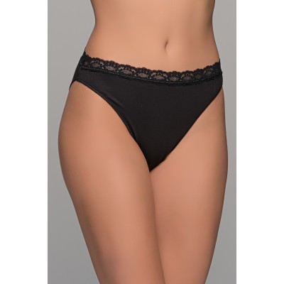 Ψηλόμεσο Σλιπ Bamboo με Δαντελάκι - Μαύρο (008520-Μαύρο)