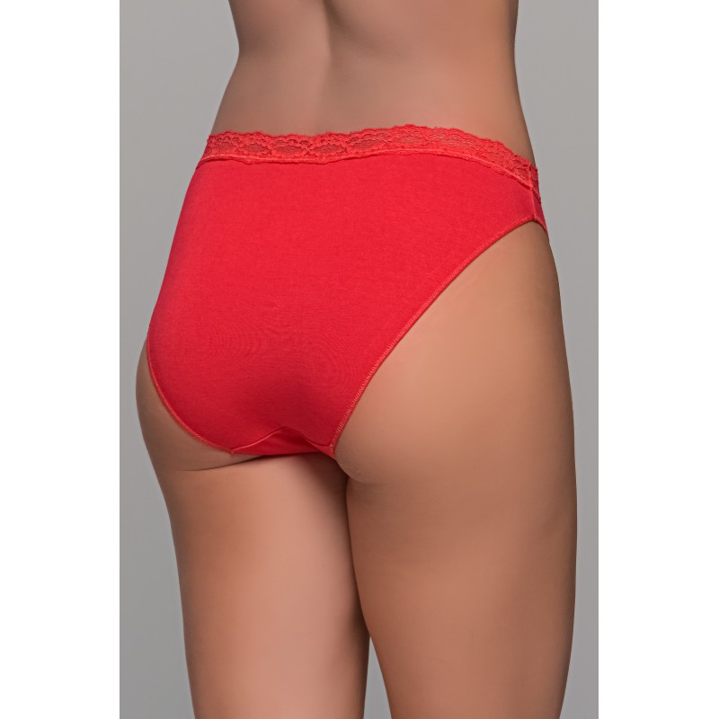 Ψηλόμεσο Σλιπ Bamboo με Δαντελάκι - Κόκκινο (008520-Κόκκινο)