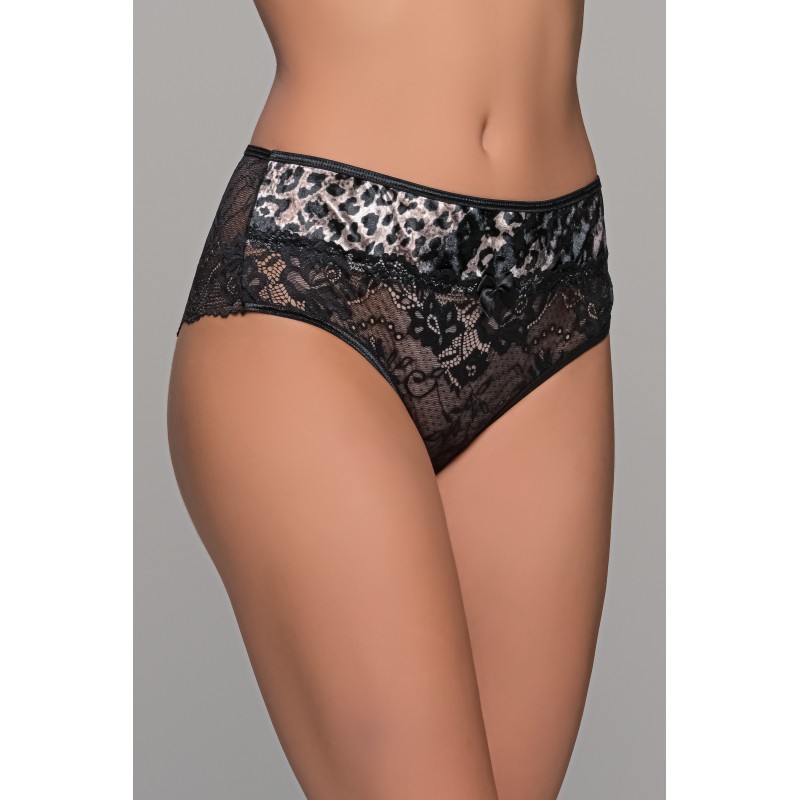Ψηλόμεσο Σλίπ Δαντέλα και Βελούδο – Animal print (008524-Animal print)